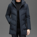 鸭鸭羽绒服男士冬季加厚中长款2023年新款时尚渐变保暖冬装外套羽绒服男款2023年秋季新款中长款连帽休闲时尚爸爸保暖外套 虾青（90白鸭绒可拆卸帽子） 195/104A