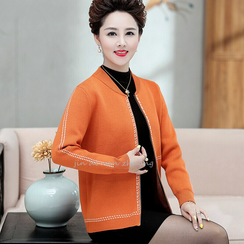 迪鲁奥(DILUAO)妈妈秋装2021新款中年女装洋气针织开衫40岁50中老年春秋上衣