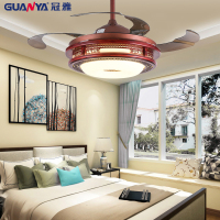 冠雅照明 隐形吊扇灯风扇灯餐厅吊灯卧室客厅家用现代简约带LED电风扇变光 实木中式款 42寸带遥控