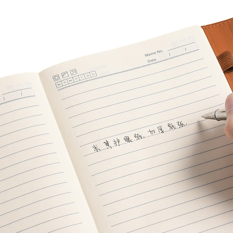 APLO 商务A5三折记事笔记本+签字笔+笔芯+U盘 4件套 枫叶棕