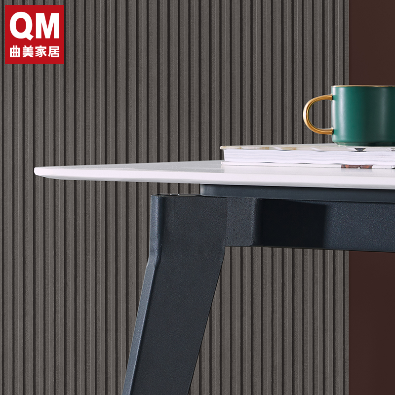 曲美家居岩板餐桌椅组合饭桌家用意式大小户型餐厅方桌图片 高清实拍大图 苏宁易购