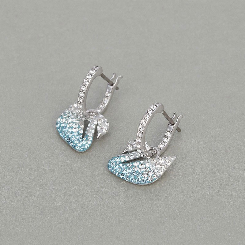 Swarovski 施华洛世奇 ATTRACT梦幻之环渐变蓝天鹅耳环人造仿水晶耳钉耳饰女5512577 礼物女轻奢饰品