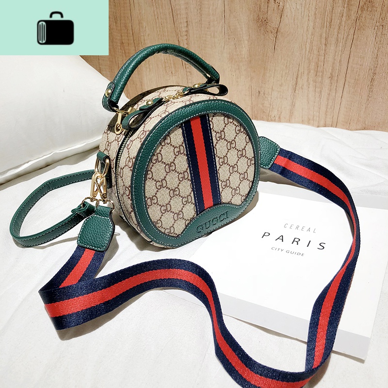 小包包女包2020夏季新款韩版潮百搭宽带港风手提单肩斜挎包小圆包NEWLAKE 绿色