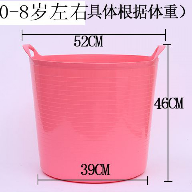 家柏饰(CORATED)大号脏衣篮软塑料摔不破家用洗衣篮玩具收纳桶收纳筐儿童洗澡桶 中粉红色60升洗澡桶0-7岁