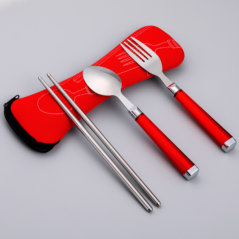 唐宗筷 便携不锈钢筷子 勺子 叉子 套装餐具3件套220*60*50mm T360高清大图