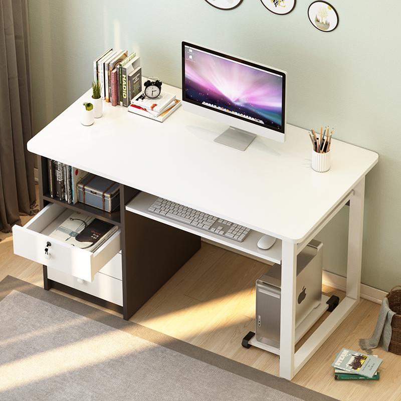 书桌闪电客简约家用学生写字台卧室电脑桌一体桌带抽屉办公桌电脑台式