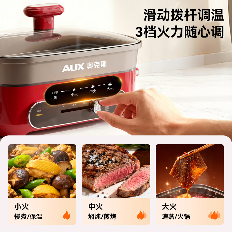 奥克斯 AKP-30A39-KP 多功能电热锅 4L高清大图