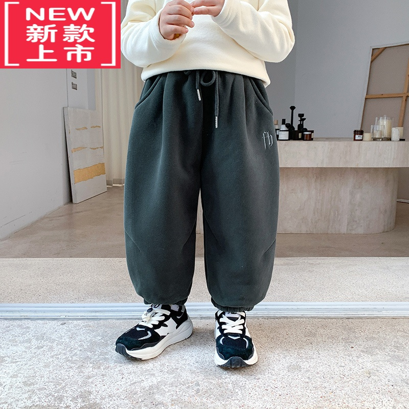 可莉允儿童加绒裤子男童运动裤一体绒加厚宝宝秋冬装新款冬季保暖卫裤潮保暖裤
