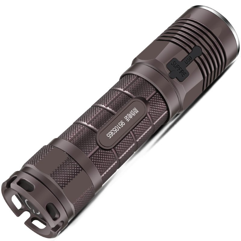 supfire L5-S USB充电LED强光户外防身手电筒