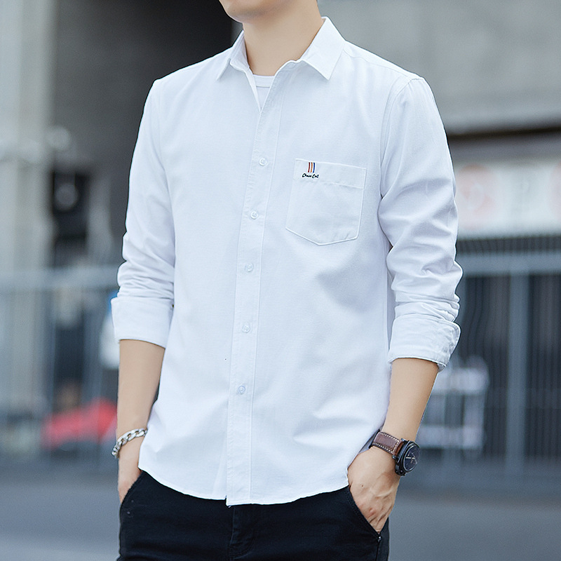 啄木鸟新款男士长袖衬衫商务修身加绒加厚休闲衬衣男装宽松上衣高清大图