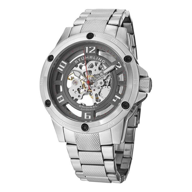 时尚流行 男士 legacy 不锈钢灰色镂空表盘50毫米机械手表 全球购