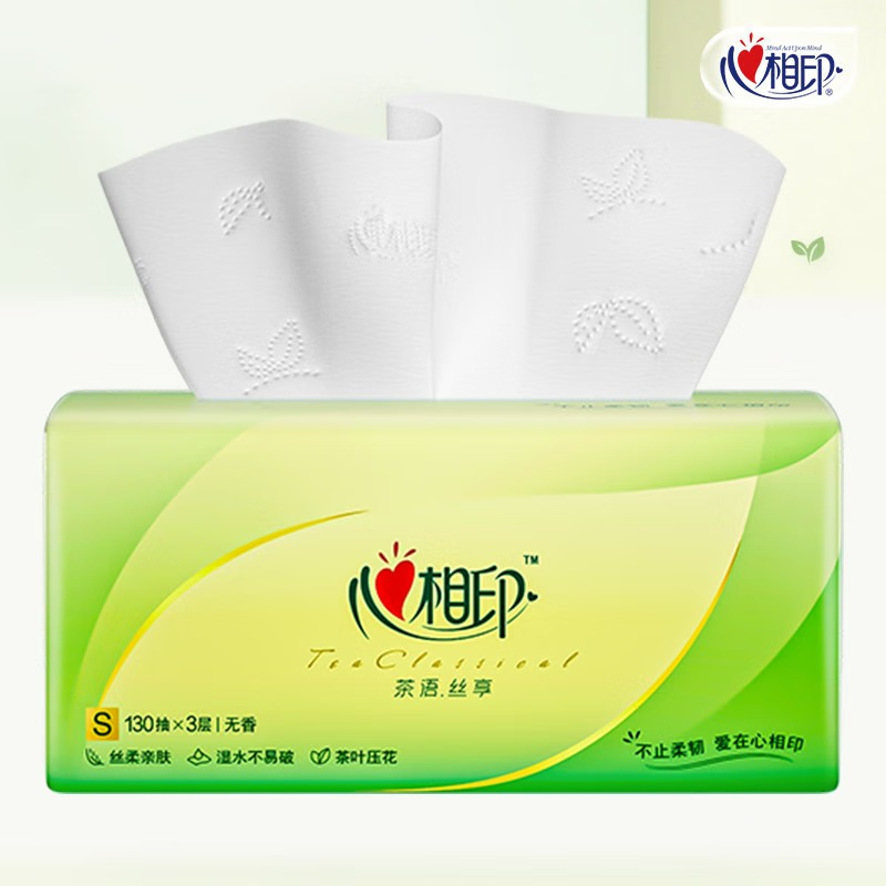 心相印抽纸DT15130(箱装 心相印茶语丝享系列130抽 三层装纸 24包1箱