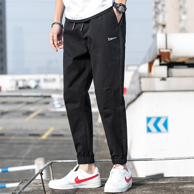 绅士空间2021春季修身男士运动工装裤小脚九分裤系带束脚裤哈伦男士休闲裤MF.Z805-2