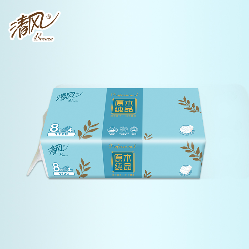 清风原木纯品小叶细点压花140g*24卷筒卫生纸整箱高清大图