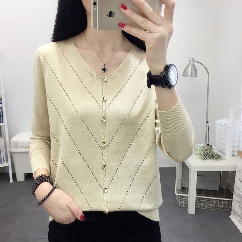 大码针织衫女2020秋冬新款韩版长袖上衣宽松洋气打底衫v领毛衣女