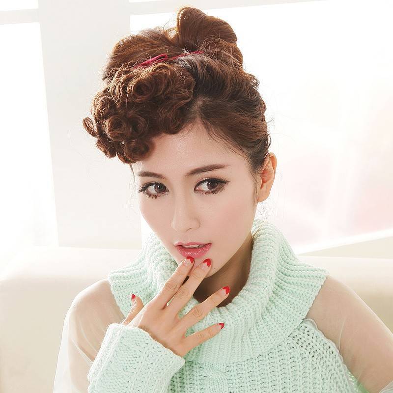 假发女假刘海时尚卷发卷刘海片假发片接发片卡子接发片假发短发自然黑