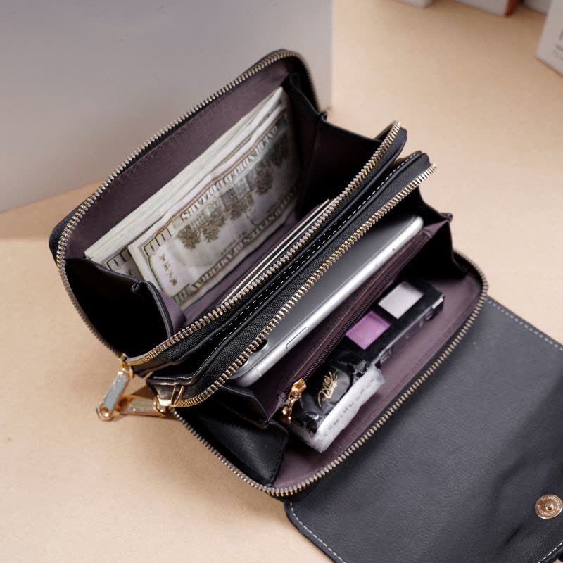 手机包女士斜跨包2022新款复古时尚横款单肩零钱包多卡位女包包图片