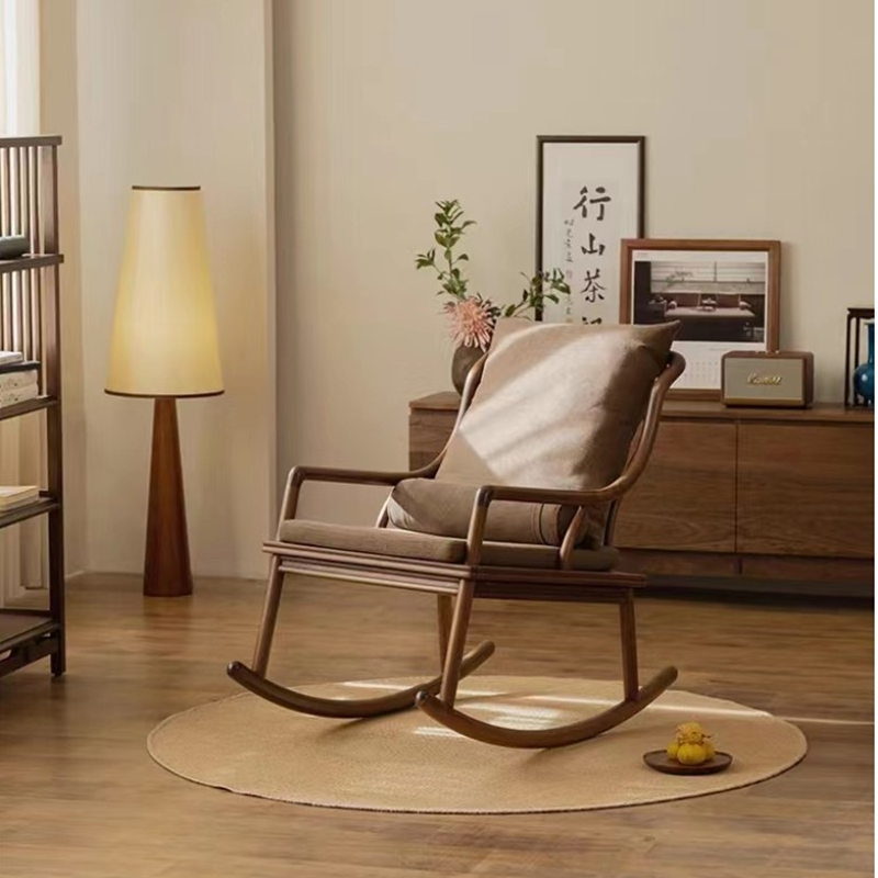 新中式乌金木全实木摇摇椅大人躺椅逍遥椅阳台实木椅子家用客厅