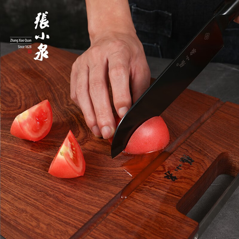 张小泉菜板砧板实木案板整木乌檀木加厚方形切菜墩不易发霉擀面板剁肉板高清大图