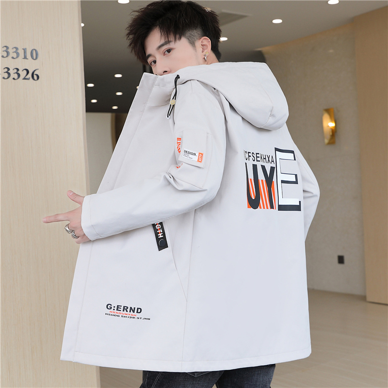 SUNTEK青少年风衣男中长款2020春秋季新款加绒外套潮流秋装高中学生夹克风衣 YCGW-19917米色(常规) XL