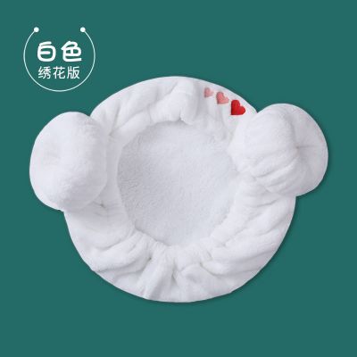 儿童干发帽超强吸水速干女童可爱卡通公主日本韩国浴帽宝宝包头巾 儿童款韩式牛角帽-白色
