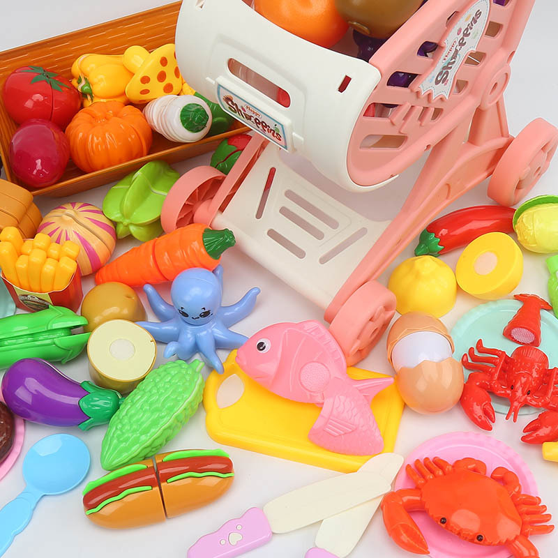 儿童购物车玩具大号仿真超市女孩过家家小孩手推车水果蔬菜切切乐购物