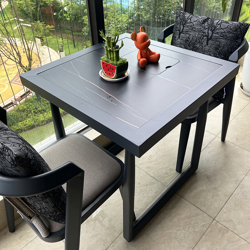 紫叶阳台休闲桌椅三件套组合轻奢网红现代喝茶椅子茶几户外阳台小茶桌高清大图