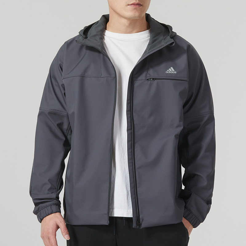 ADIDAS阿迪达斯外套男装 新款运动休闲服健身户外舒适防风连帽夹克IK7354 ZP高清大图