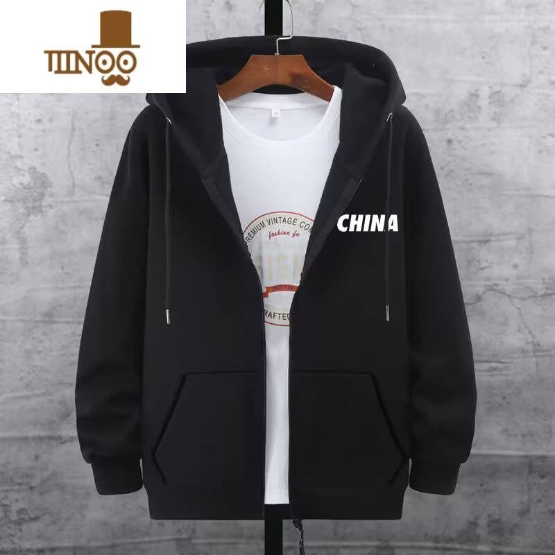 YANXU男士连帽开衫卫衣男冬季加绒休闲拉链男士运动上衣韩版外套图片