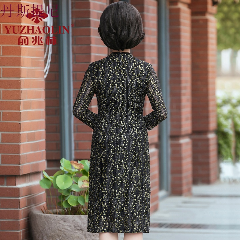 妈妈秋装连衣裙高贵40-50岁中年女装春秋改良旗袍裙显瘦2018新款