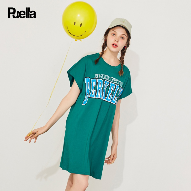 拉夏贝尔旗下puella宽松休闲连衣裙气质甜美小清新森系裙子女装