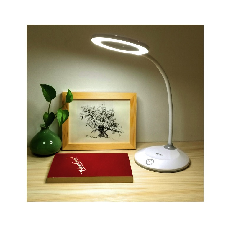 康铭6702 环形充电台灯led学生护眼充电台灯触摸调暖黄光白光