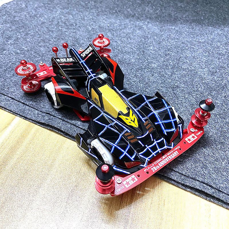 车子 迷你四驱车四驱兄弟蜘蛛王改装s2底盘拼装赛车模型龙头凤尾套装