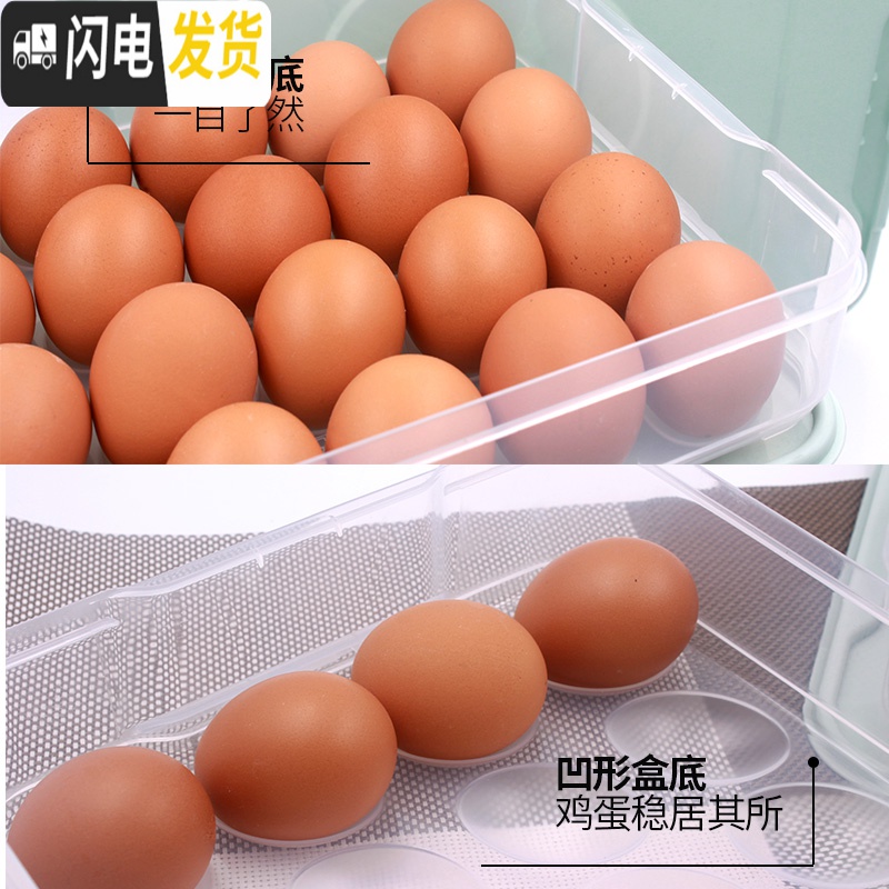 三维工匠鸡蛋收纳盒架托多层家用冰箱长方形格子饺子盒日式放食品的保鲜盒高清大图