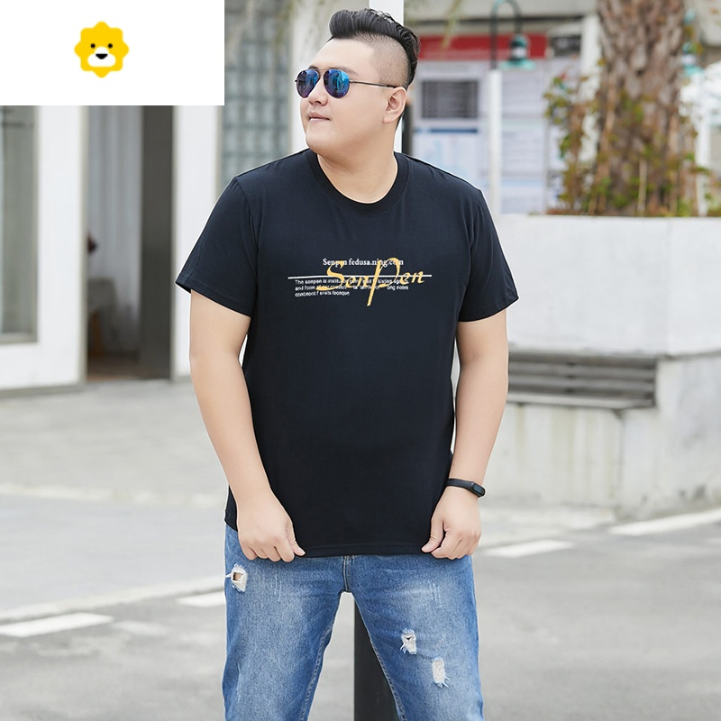 fishbasket季男圆领短袖t恤加肥加大码胖子宽松半袖上衣t肥佬运动汗衫