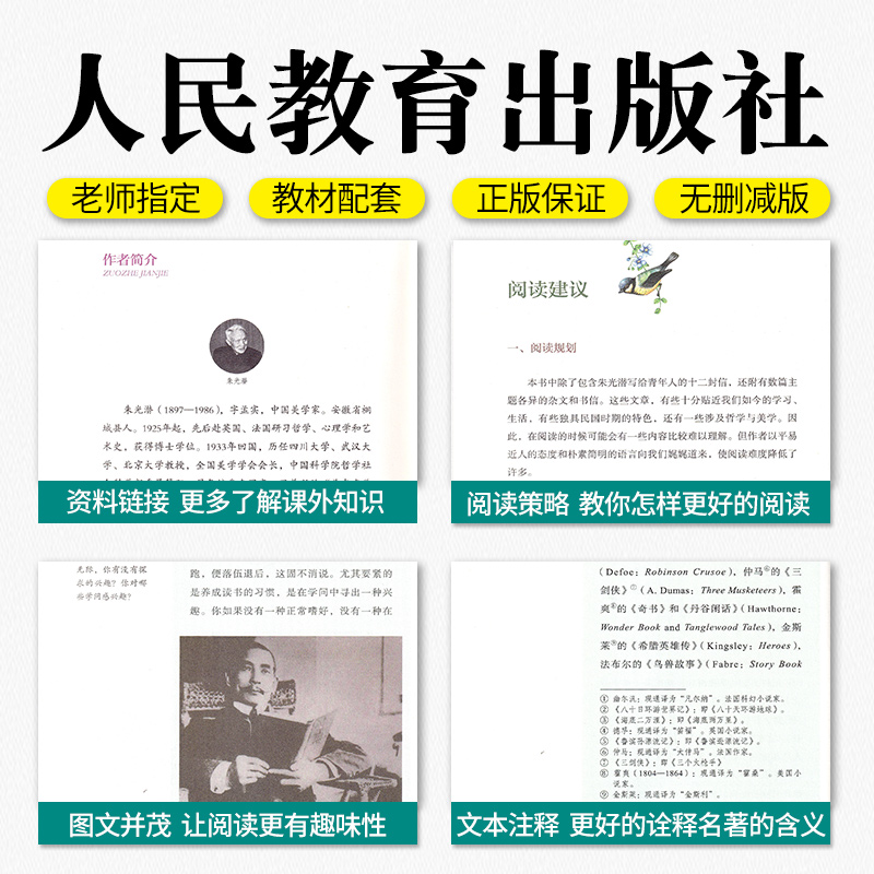 给青年的十二封信正版原著八年级下必读书籍人教版朱光潜小说初中生课外读物初二8年级世界名著文学短篇小说故事集人民教育出版社