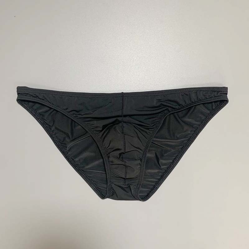 男士超薄冰丝三角裤速干低腰比基尼男性感半透明小三角男士内裤m黑色