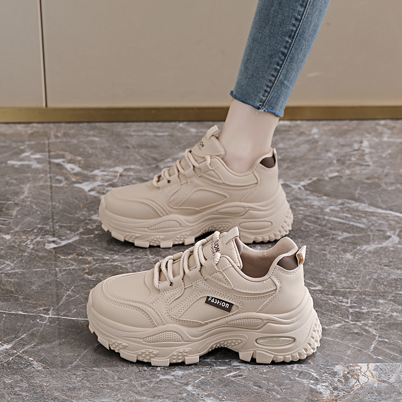 La Chessiers老爹鞋女鞋春秋新款网面透气厚底百搭低帮鞋休闲运动休闲鞋高清大图