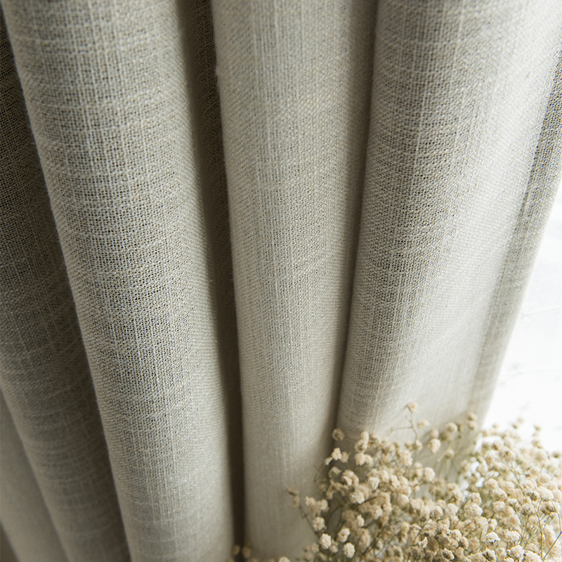 京城派 纯色窗帘加厚遮光纯色棉麻窗帘布料简约现代客厅卧室定制成品窗帘高清大图