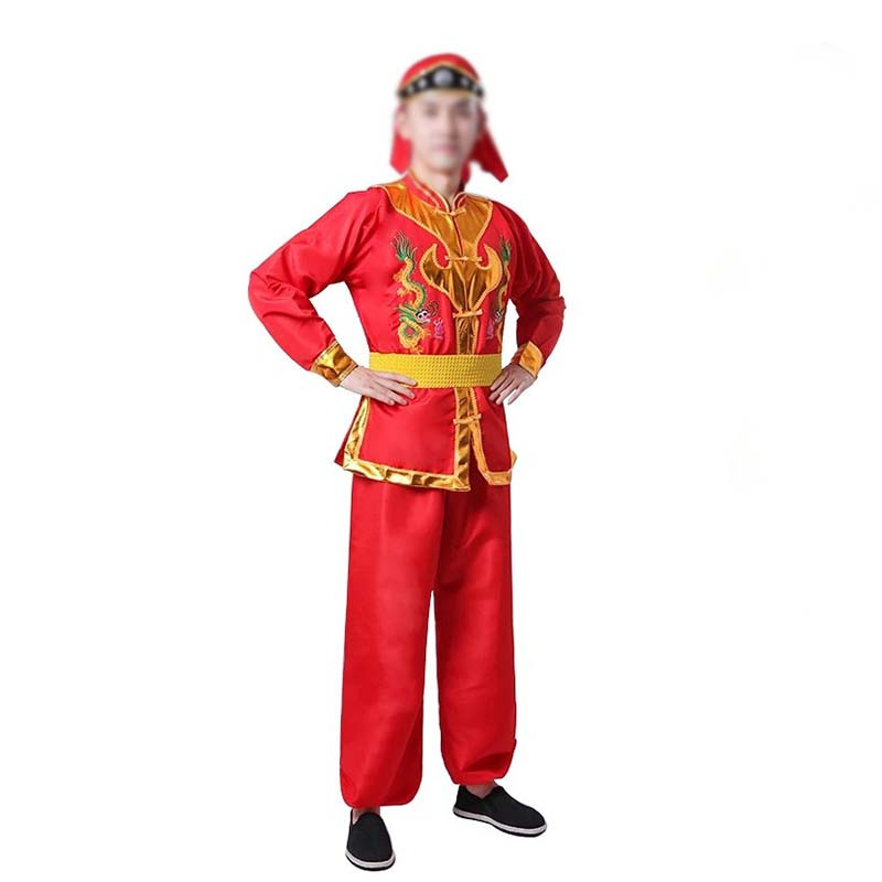 鑫声威牛皮鼓配件战鼓打鼓服男士秧歌服锣鼓陕北腰鼓民族演出服