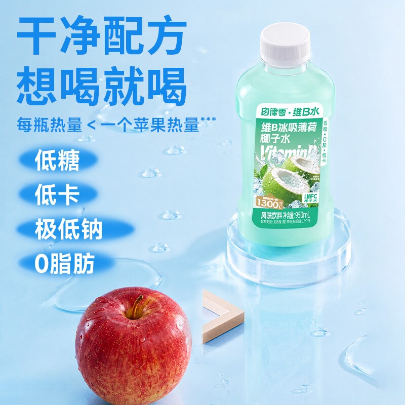 轻上自律零VB冰吸薄荷椰子水饮品950ml*2瓶 0糖0脂薄荷椰子风味饮料高清大图