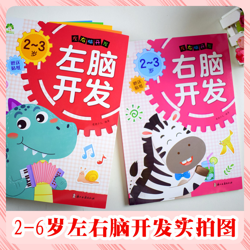[8册]2-6岁左右脑开发 [正版]左右脑开发2二3三4四5五6六岁 儿童益智启蒙逻辑思维训练专注力游戏书 学前幼儿园早