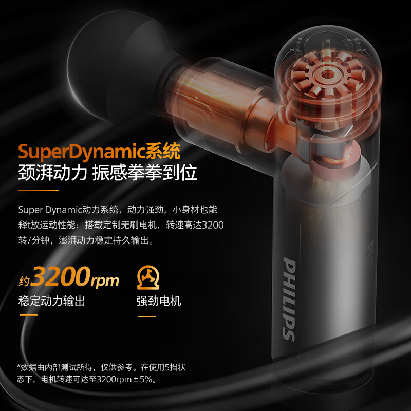 飞利浦(PHILIPS)筋膜枪按摩器颈膜按摩仪迷你颈膜枪 运动健身按摩枪 肌肉按摩仪节日礼物 PPM7308黑色高清大图