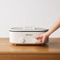 山水(SANSUI) 电火锅家用电煮锅多功能锅电热锅分体式电炒锅多用途小电锅 5L白色[鸳鸯火锅]