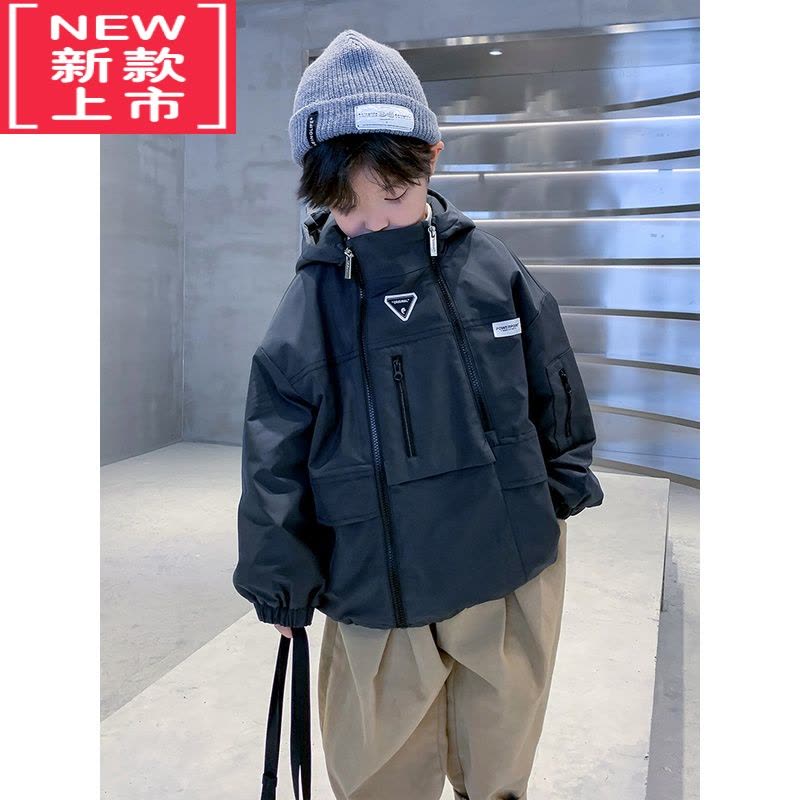 可莉允男童秋冬工装夹克棉服2022新款儿童加厚冬装男孩冬季韩范夹棉外套图片