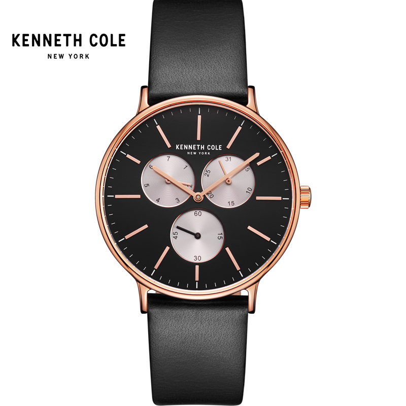 凯尼斯柯尔kennethcole欧美品牌石英表男手表男表时尚多功能三眼男士