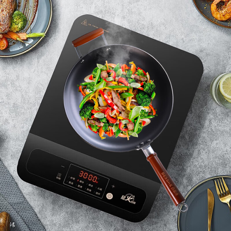 百斯克BSK-GC231506尚品生活410不锈钢蜂窝物理不粘炒锅32cm(单位:个)高清大图