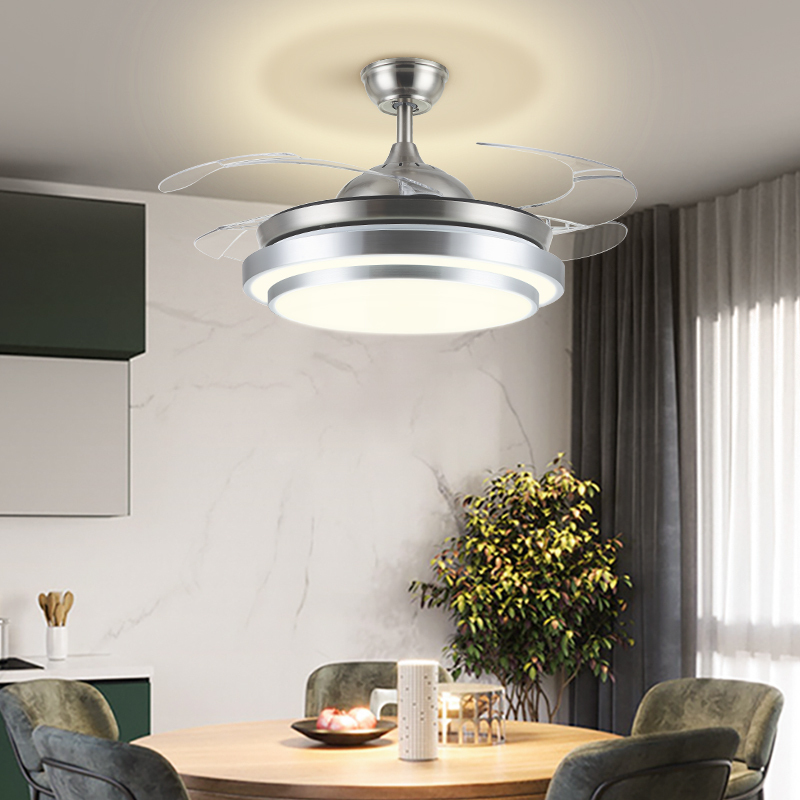 长虹照明2023新款隐形风扇灯现代简约餐厅吊灯遥控鸟巢吊扇灯隐形扇叶