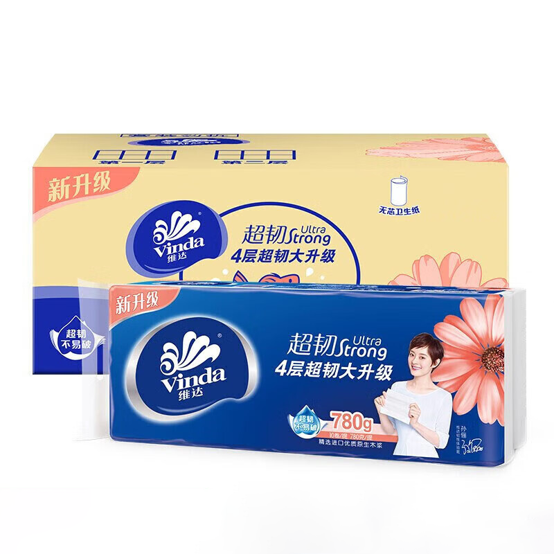 维达 超韧实芯卷纸4层78克10卷*12提 V4143