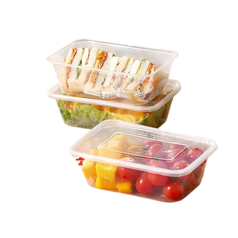 特美居一次性饭盒透明塑料快餐盒加厚带盖打包盒300套装750型